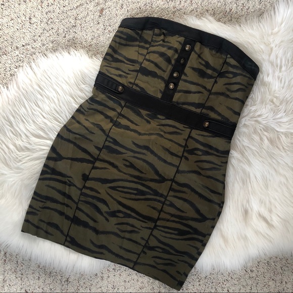H&M Green Tiger Military Mini Dress L 12 - Picture 1 of 6